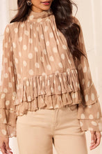Load image into Gallery viewer, Mock Neck Polka Dot Print Blouse