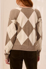 Load image into Gallery viewer, Argyle Print Stud Detail Crew Neck Sweater