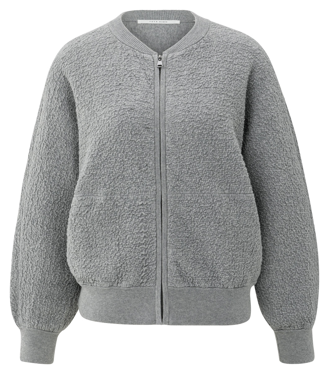 Knit Textured Bomber - Grey
