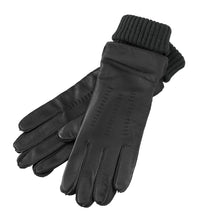 Load image into Gallery viewer, Leather Glove With Knit Cuffs - Black
