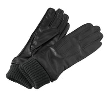 Load image into Gallery viewer, Leather Glove With Knit Cuffs - Black
