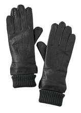 Load image into Gallery viewer, Leather Glove With Knit Cuffs - Black
