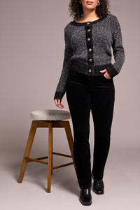 Straight Leg Stretch Corduroy Pants - Black