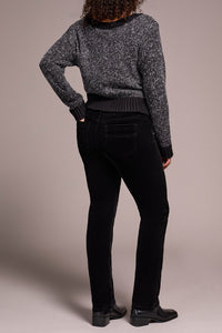 Straight Leg Stretch Corduroy Pants - Black