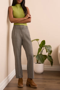 Fly Front Pleated Trouser - Plaid