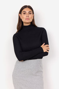 Dollie Ribbed Turtleneck Sweater - Black