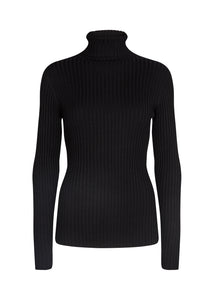 Dollie Ribbed Turtleneck Sweater - Black