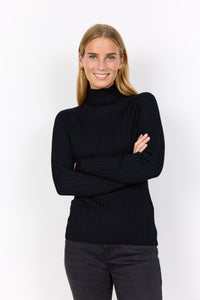 Dollie Ribbed Turtleneck Sweater - Black