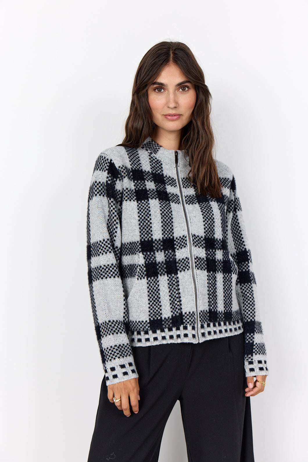 Vibsa Knit Sweater - Grey Plaid