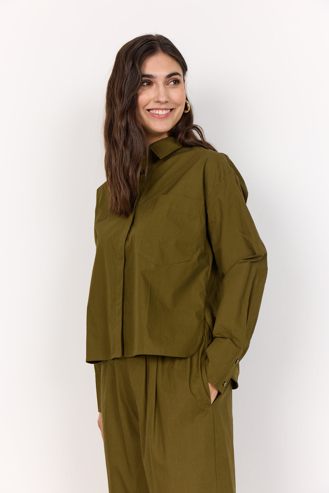 Rachelle Organic Cotton Blouse - Dark Olive