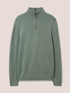 Newport Merino Funnel Zip - Dusky Green