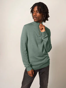 Newport Merino Funnel Zip - Dusky Green