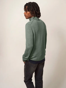 Newport Merino Funnel Zip - Dusky Green