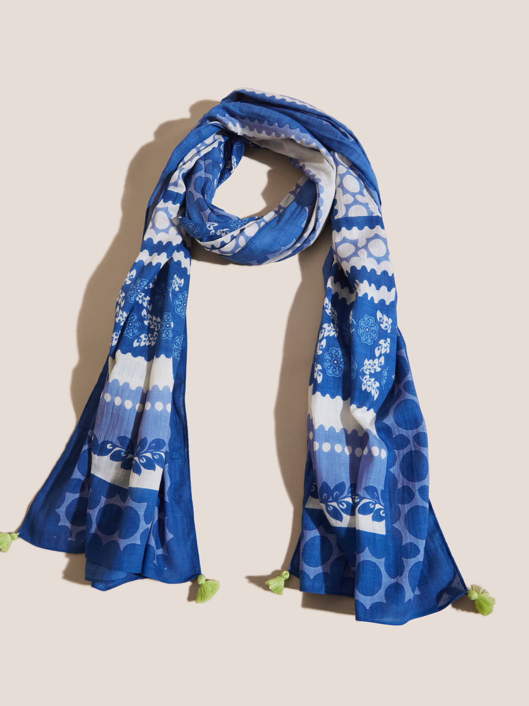 Tile Cotton Scarf - Blue Multi