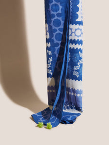 Tile Cotton Scarf - Blue Multi