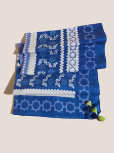 Tile Cotton Scarf - Blue Multi