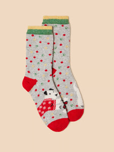 Christmas Dog Wool Blend Socks