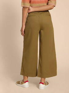 Samira Wide Leg Crop Trouser - Khaki