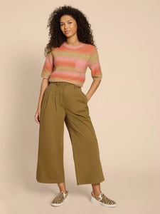 Samira Wide Leg Crop Trouser - Khaki