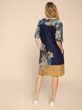 Load image into Gallery viewer, June Linen Shift Dress - Navy Print
