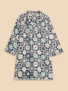 Blaire Linen Tunic - Navy Print