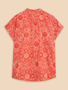 Ellie Cotton Shirt - Orange Print