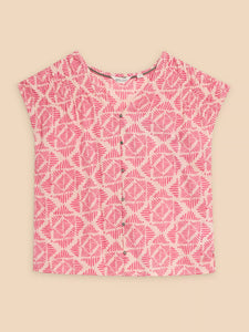 Rae Cotton Top - Pink Print