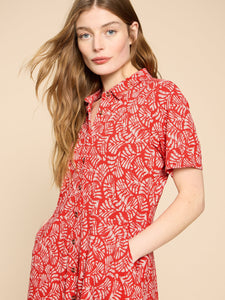 Ria Jersey Shirt Dress - Red Print