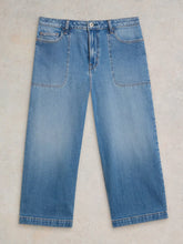 Load image into Gallery viewer, Tia Wide Leg Crop Jean - Mid Denim
