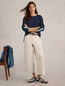 Olive Cotton Blend Jumper - French Navy