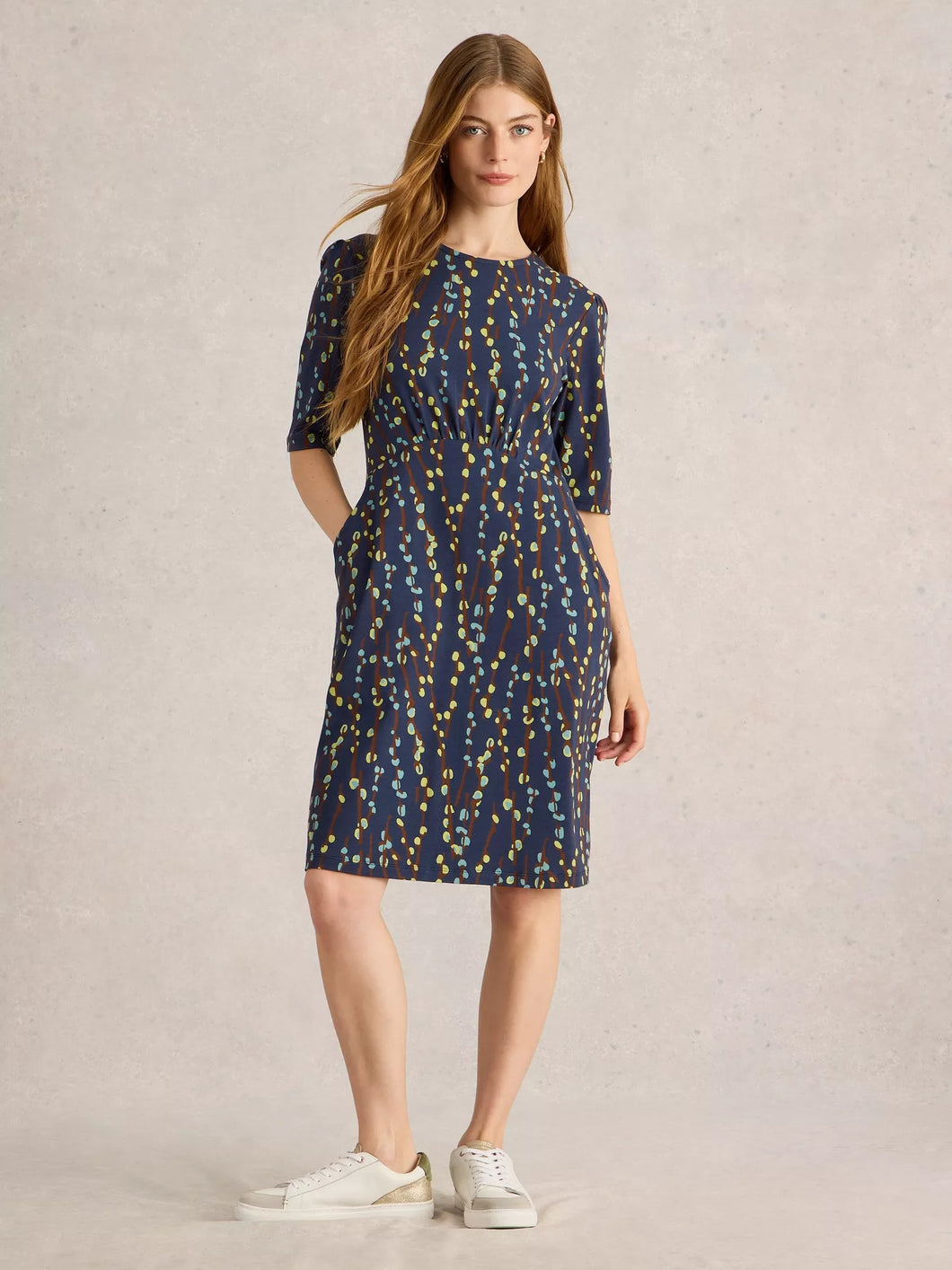 Olivia Jersey Dress - Navy Print