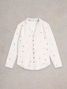 Annie Embroidered Jersey Shirt - Ivory Multi