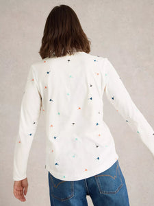 Annie Embroidered Jersey Shirt - Ivory Multi