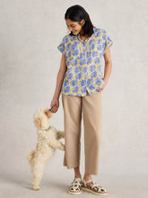 Load image into Gallery viewer, Ellie Organic Cotton Shirt - Blue Print
