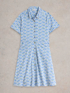 Ria Jersey Shirt Dress - Blue Print