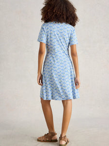 Ria Jersey Shirt Dress - Blue Print