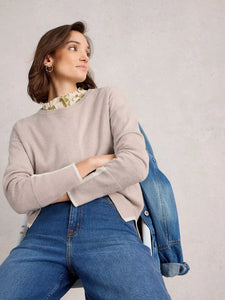 Olive Cotton Blend Jumper - Light Natural