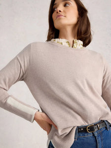 Olive Cotton Blend Jumper - Light Natural