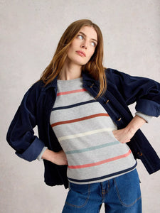 Olive Striped Jumper - Grey