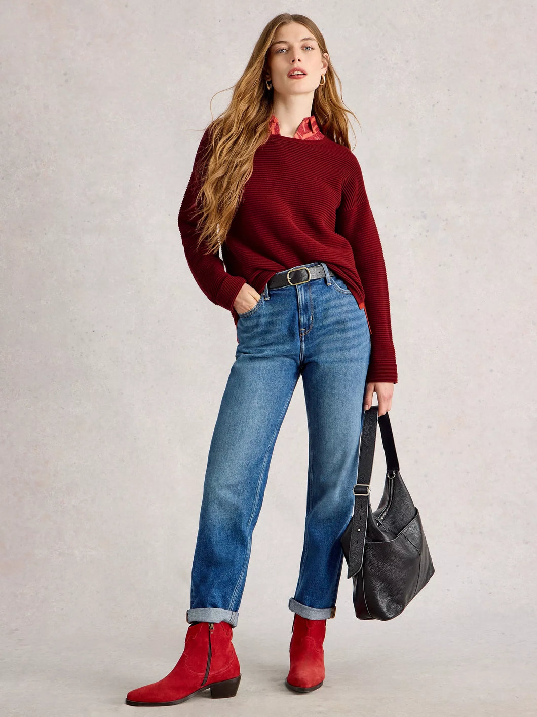 Jana Cotton Jumper - Deep Red