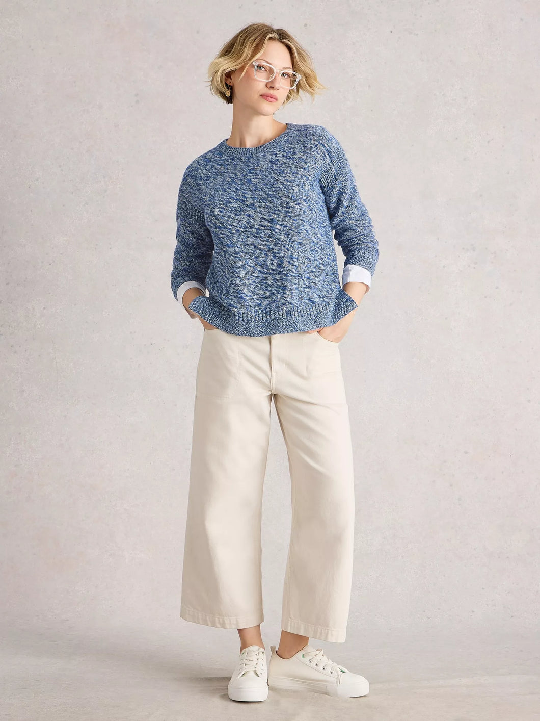 Victoria Cotton Jumper - Blue Knit
