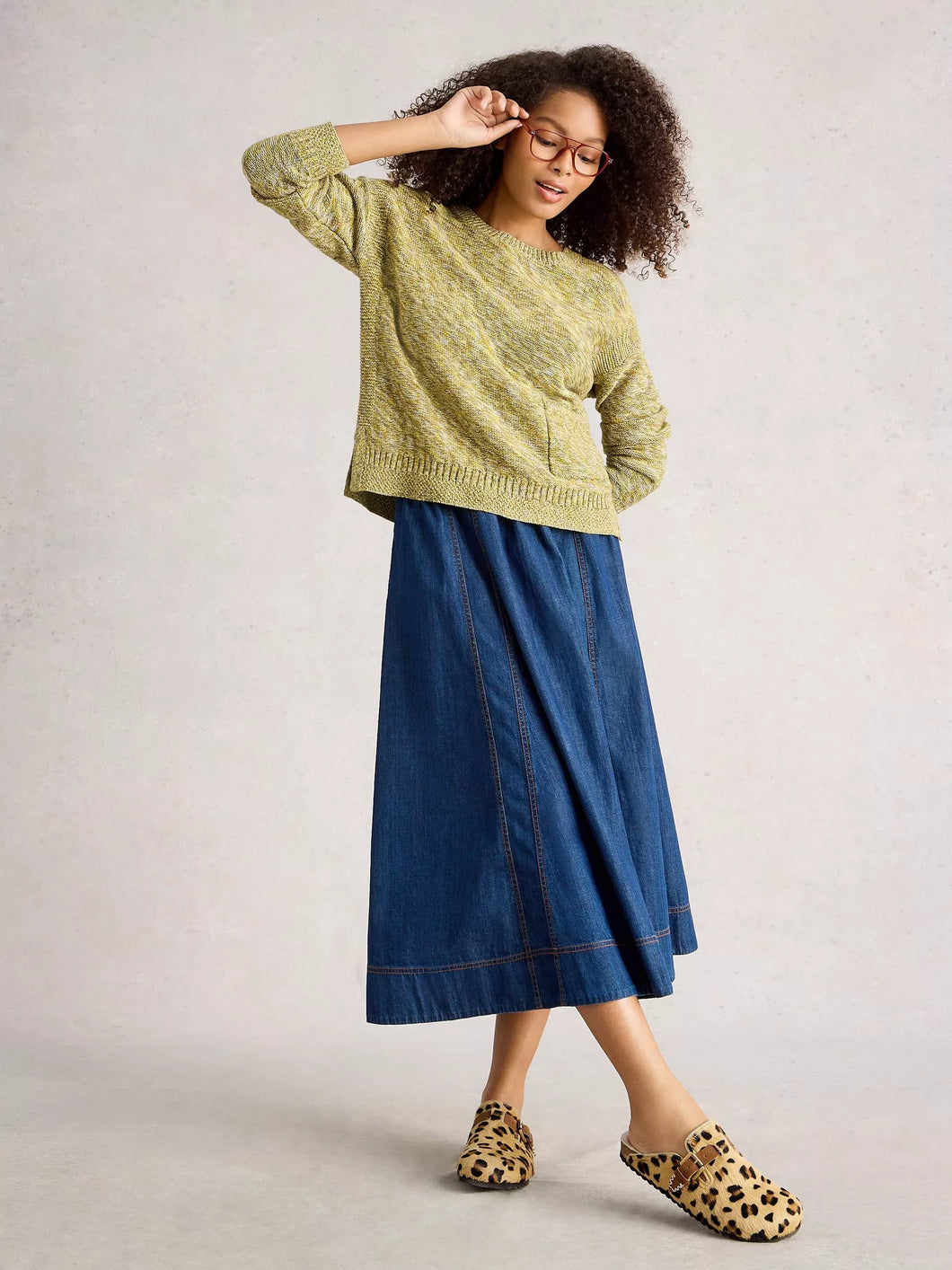 Victoria Cotton Jumper - Chartreuse Knit