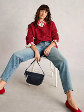 Load image into Gallery viewer, Textured V Neck Jumper - Red
