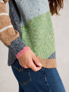 Talia Crew Neck Jumper - Green Multi