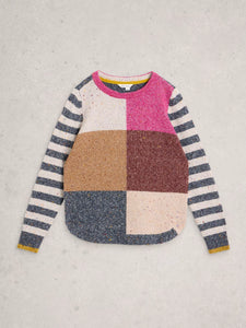 Talia Crew Neck Jumper - Pink Multi