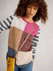 Talia Crew Neck Jumper - Pink Multi