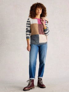 Talia Crew Neck Jumper - Pink Multi