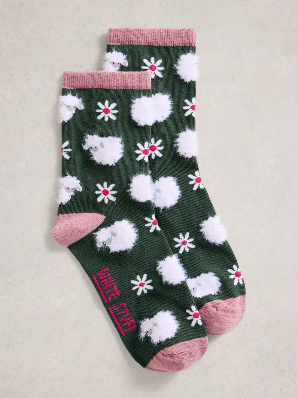 Fluffy Sheep Sock - Dark Green