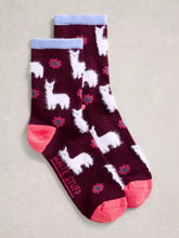 Load image into Gallery viewer, Fluffy Llama Sock - Dark Plum
