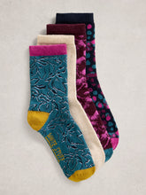 Load image into Gallery viewer, 4 Pack Floral Ankle Socks

